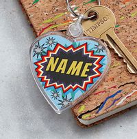 Tap to view Personalised Comic Heart Keyring
