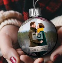 Tap to view Mr & Mrs 1st Christmas Photo Bauble
