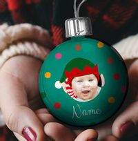 Tap to view Personalised Elf Photo Bauble - Blue