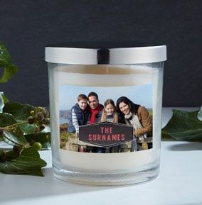 Family Name Personalised Photo Candle