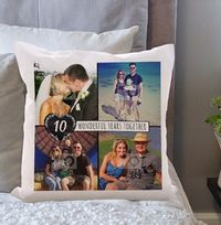 Tap to view 10 Wonderful Years Multi Photo Cushion