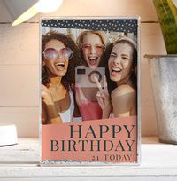 Tap to view Happy 21st Birthday Full Glitter Photo Block - Portrait