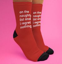 Tap to view On the Naughty List Novelty Personalised Socks