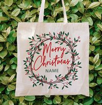 Tap to view Christmas Wreath Personalised Tote Bag
