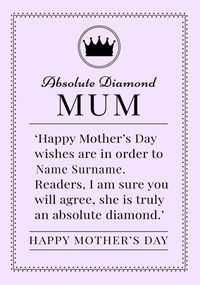 Tap to view Absolute Diamond Spoof Mother's Day Card