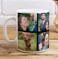 Tap to view Personalised Mug - 6 Multi Photo Upload with Text Black