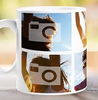 Tap to view Personalised Mug - 4 Multi Side Photo Upload with Text White