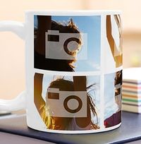 Tap to view Personalised Mug - 6 Multi Side Photo Upload with Text White