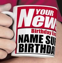 Tap to view Birthday Boy Newspaper Spoof Mug