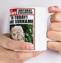 Tap to view 70th Birthday - Newspaper Spoof Mug for Him