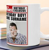 Tap to view Birthday Boy Spoof Newspaper Mug