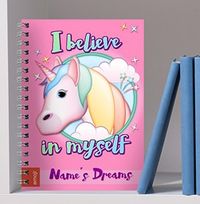 Tap to view Unicorn Emoji Personalised Notebook - I Believe