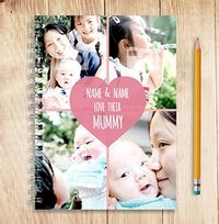 Tap to view Love Heart Personalised 4 Photo Mum Notebook
