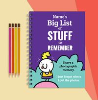 Tap to view Big Lists of Stuff Personalised Cartoon Notebook