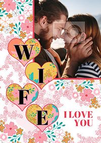 Tap to view Wife Floral Anniversary photo Card