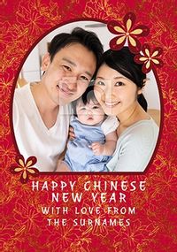 Tap to view Happy Chinese New Year Floral Photo Card