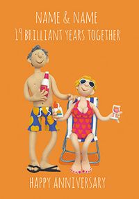 Tap to view 19 Years - Brilliant Anniversary Personalised Card