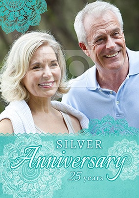 Silver Anniversary Photo Anniversary Card | Funky Pigeon