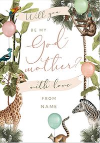 Tap to view Wild Animals Will You Be My Godmother Card