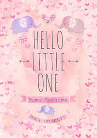 Tap to view Button Nose - New Baby Card Hello Little One Pink