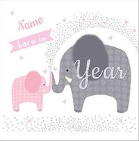 Tap to view New Baby Girl Elephants Personalised Card