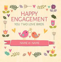 Tap to view Happy Engagement Love Birds Personalised Card