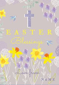 Tap to view Easter Card - Cross & Flowers