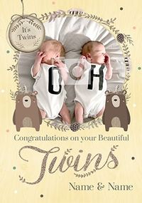 Tap to view It's Twins New Baby Card - Winter Wonderland