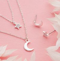 Tap to view Moon and Stars Necklace and Earring Set