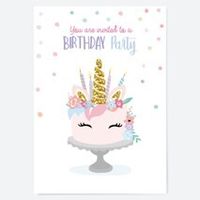 Tap to view Kids Birthday Invitations  Unicorn Cake - Pack of 10