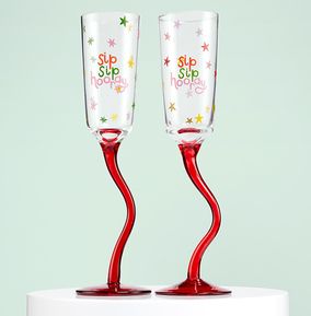 Festive Sip Sip Hooray Flute Glasses