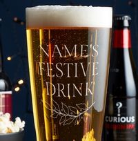 Tap to view Personalised Tall Pint Glass - Names Festive Drink