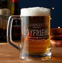 Tap to view Worlds Greatest Boyfriend Engraved Beer Tankard
