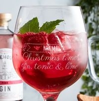 Tap to view Engraved Gin Glasses - Christmas Time, Gin, Tonic & Lime