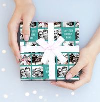 Tap to view Blue Birthday Age Photo Wrapping Paper