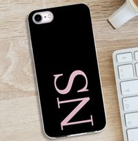 Tap to view Black iPhone Case with Large Pink Initials