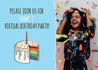Tap to view Virtual Birthday Party Invite Photo Postcard