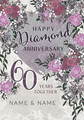 Diamond 60th Wedding Anniversary Clipart Celebrating 60 -  UK