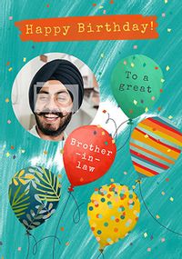 Tap to view Brother in Law Balloons Photo Birthday Card