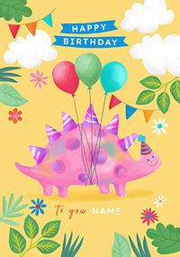 Tap to view Dinosaur Balloon Personalised Birthday Card