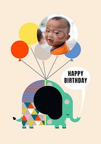 Tap to view Elephant Balloons Birthday Photo Card