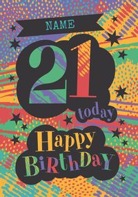 Tap to view 21 Today Happy Birthday Pattern Personalised Card
