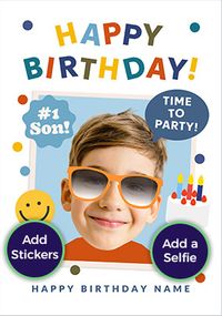 Tap to view Funky Faces Red Shirt Birthday Photo Card