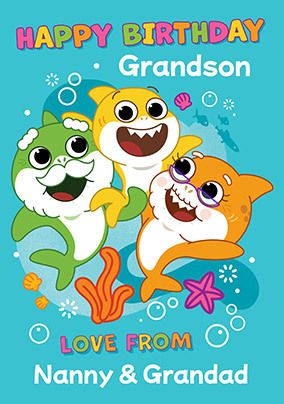 Baby Shark Grandson Birthday Card | Funky Pigeon