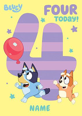 Bluey 4 Today Birthday Card | Funky Pigeon