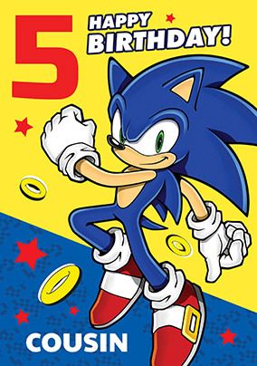 Personalised Sonic 5th Birthday Card | Funky Pigeon