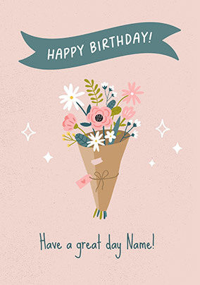 Floral Bouquet Personalised Birthday Card | Funky Pigeon