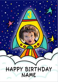Tap to view Space Rocket Personalised 3rd Birthday Card