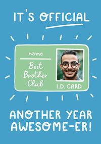 Tap to view Best Brother Club Photo Birthday Card