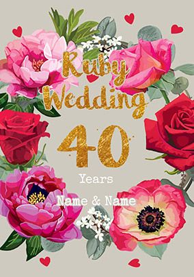 40th Anniversary Card, Ruby Anniversary Card for a Couple, Pun 40